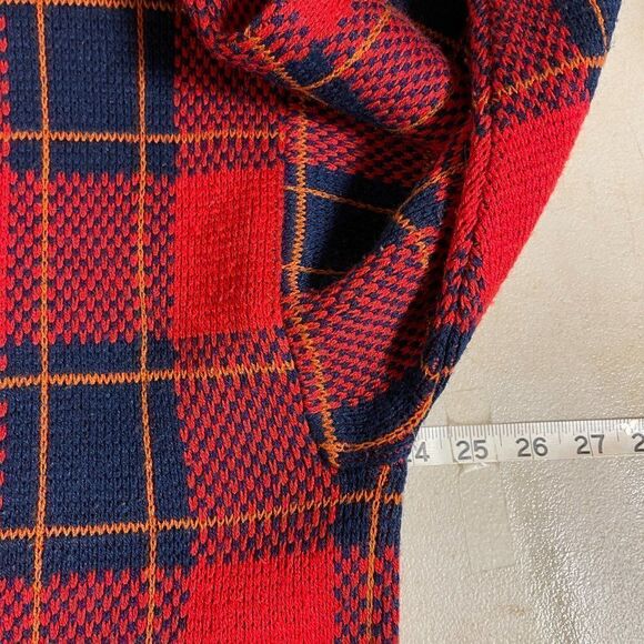 Vintage Objectives Blue Red Plaid Clueless Sweater Cardigan Size L - Picture 7 of 8